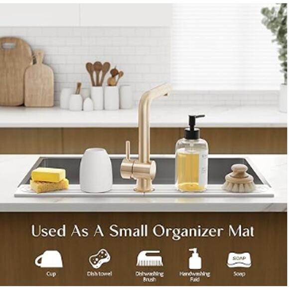 Faucet Mat for Kitchen Sink, Earth Stone Sink Tray- Light Gray - Picture 4 of 4